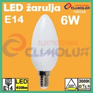 LED žarulja E14 svijeća 6W, 3000K, Te