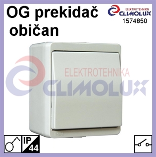 OG Prekidač običan, 1-polni, sivi, IP44 NY