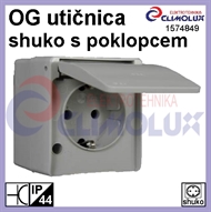 Surface-mounted  Schuko socket, grey, IP44 NY
