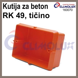 Instalacijska razvodna kutija RK49 tičino,za ugradnju u beton, bez poklopca