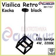 Pendant Lamp Retro-black 1xE27 with Vintage LED bulb 4W