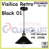 Pendant Lamp Retro Black-01, 1xE27 with Vintage LED bulb