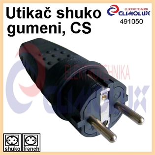 Schuko-schutzkontakt stecker Vollgummi, schwartz, CS