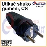 Schuko-schutzkontakt stecker Vollgummi, schwartz, CS