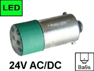 Signal LED bulb Ba9s  24V AC/DC, green