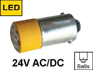 Signal LED bulb Ba9s  24V AC/DC, yellow
