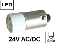 LED Signalleuchte Ba9s  24V AC/DC, weiss