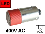 Signal LED bulb Ba9s 400V AC, red