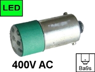 LED Signalleuchte Ba9s 400V AC, grün