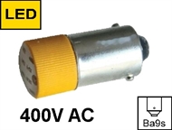 Signal LED bulb Ba9s 400V AC, yellow