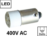 LED Signalleuchte Ba9s 400V AC, weiss
