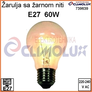 Žarulja E27  60W bistra sa žarnom niti