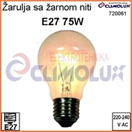 Light bulb standard E27  75W 240V clear