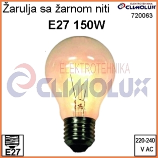 Žarulja E27 150W bistra sa žarnom niti