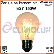 Light bulb standard E27 150W 240V clear
